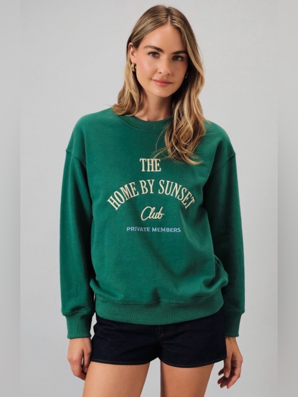Green 'Home By Sunset' Crewneck Sweatshirt
